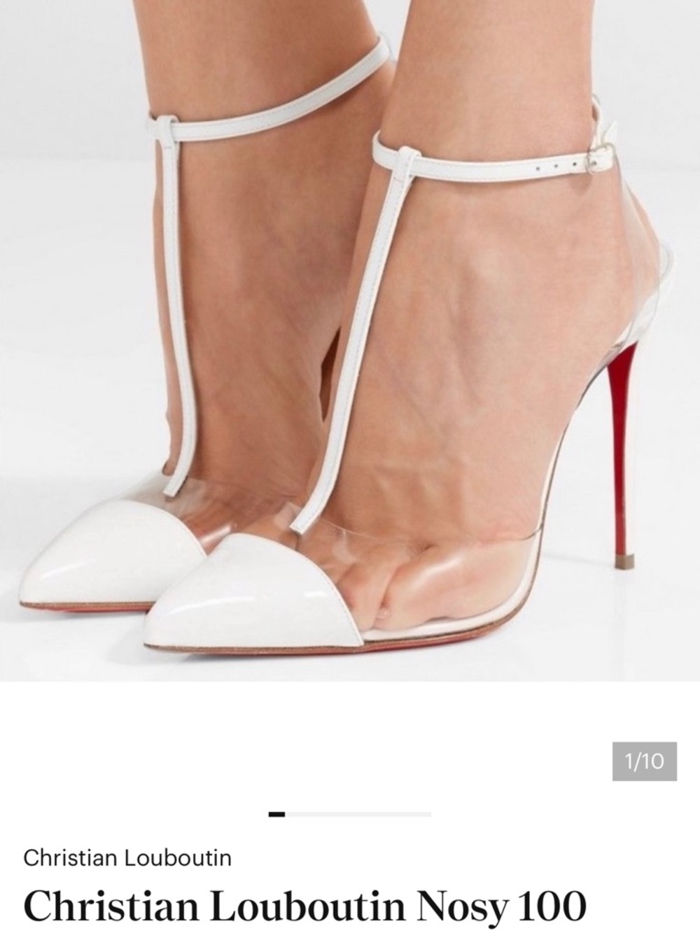 Christian Louboutin Nosy 100 Patent/PVC White Size 38.5 $795